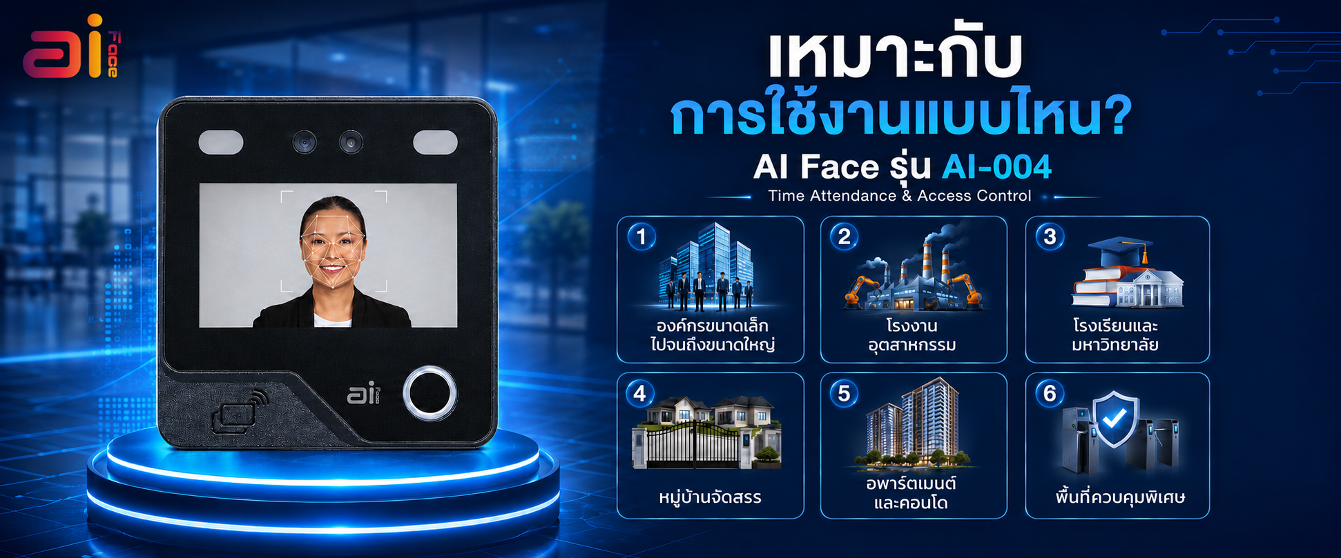 Ai Face AI-004 เครื่องสแกนลายนิ้วมือ เครื่องสแกนใบหน้าเข้างาน ภาพ 2