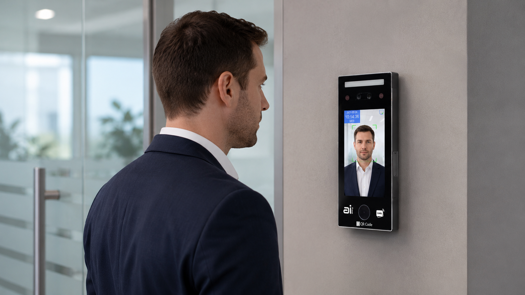 Ai Face QR-005 เครื่องสแกนลายนิ้วมือ เครื่องสแกนใบหน้า ภาพการใช้งาน