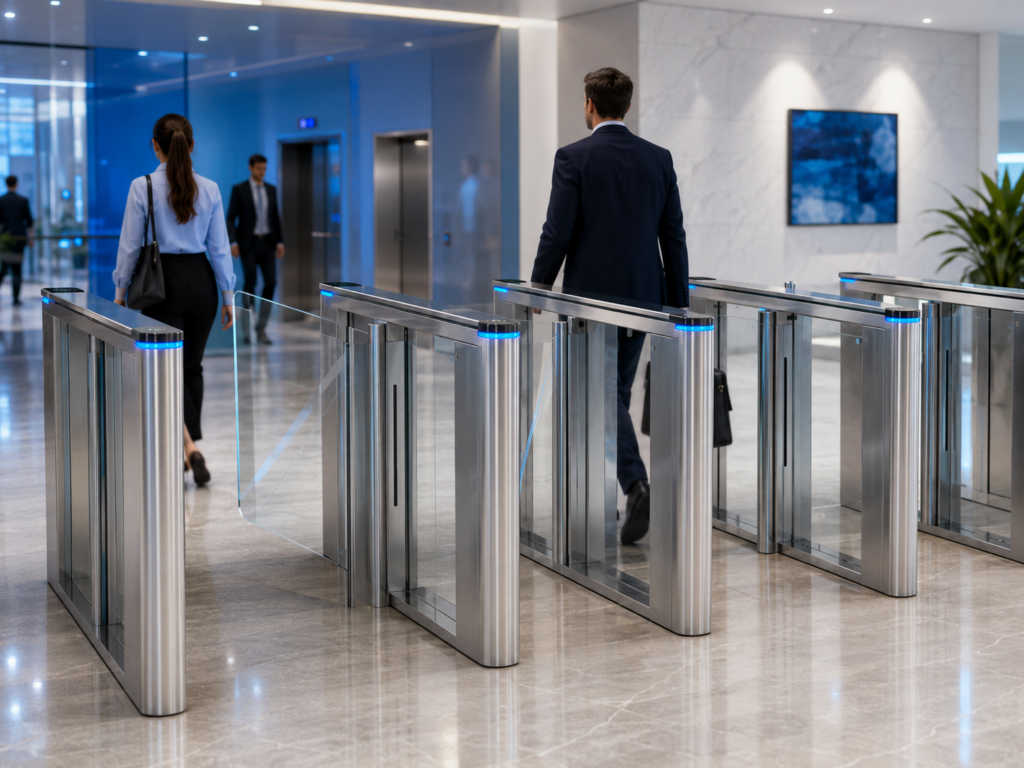 Ai Turnstile Gate ประตูกั้นคนอัตโนมัติ เครื่องกั้นทางเข้าออก SG7100 ภาพการใช้งาน 2