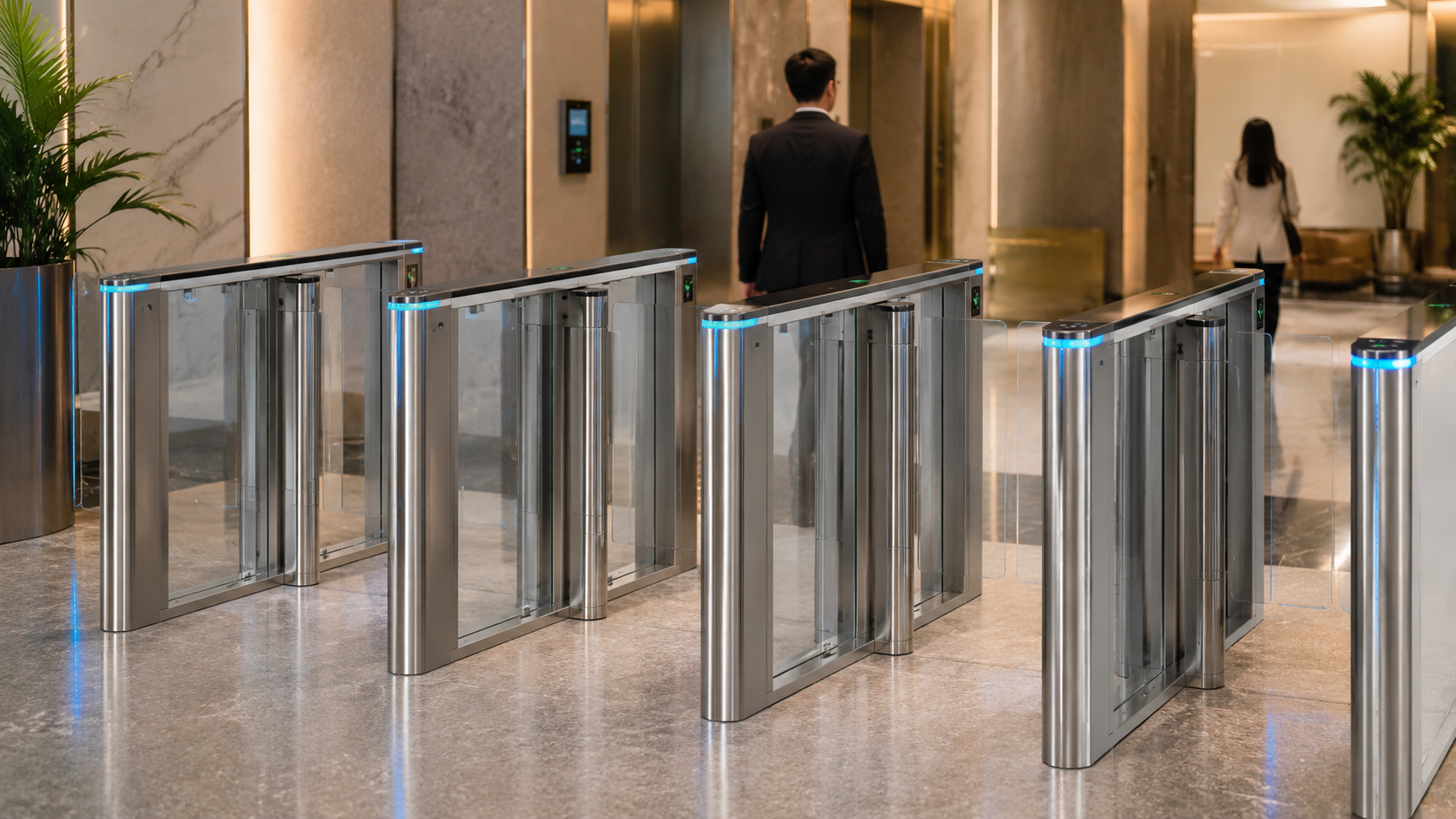 Ai Turnstile Gate ประตูกั้นคนอัตโนมัติ เครื่องกั้นทางเข้าออก SG7100 ภาพการใช้งาน