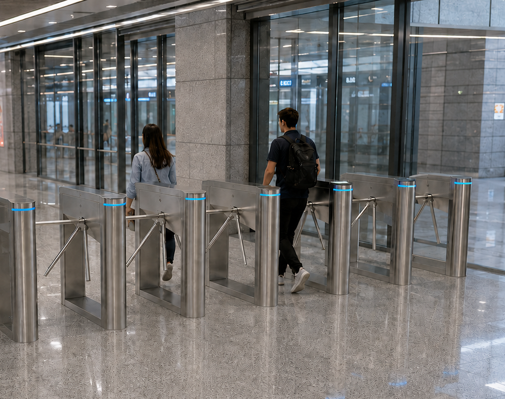 Ai Gate TP112 เครื่องกั้นสามขา ประตูกั้นทางเข้าออก ที่กั้นทางเดินอัตโนมัติ สถานีรถไฟฟ้า