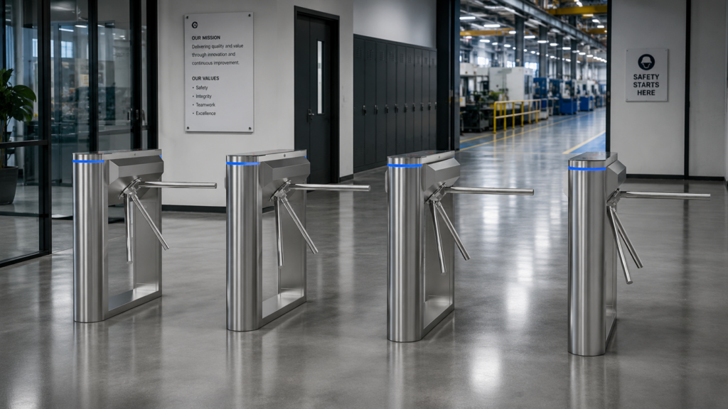 Ai Gate TP112 เครื่องกั้นสามขา ประตูกั้นทางเข้าออก ที่กั้นทางเดินอัตโนมัติ โรงงานอุตสาหกรรม 2