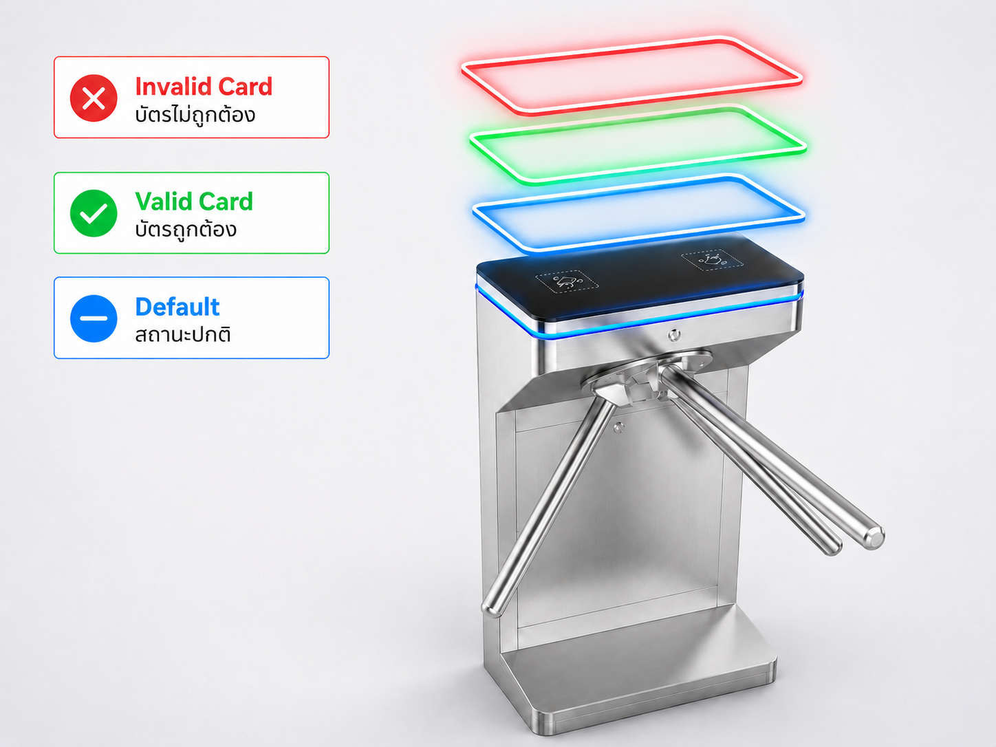 Ai Gate TPN50 เครื่องกั้นสามขา ประตูกั้นทางเข้าออก ที่กั้นทางเดินอัตโนมัติ Card