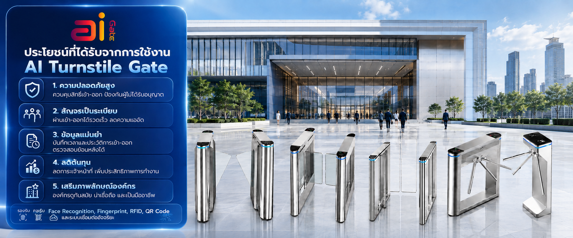 Ai Turnstile Gate ที่กั้นทางเดินอัตโนมัติ ประตูกั้นทางเดิน 4