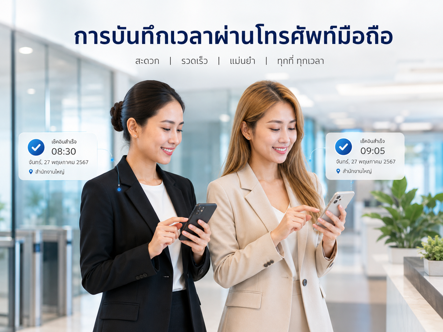 ระบบ Time Attendance การบันทึกเวลาผ่านโทรศัพท์มือถือ