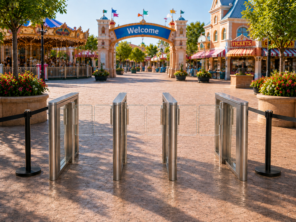 ประตูกั้นคนอัตโนมัติ ประตูกั้นทางเข้าออก Ai Gate SG 7100 Speed Turnstile สวนสนุก