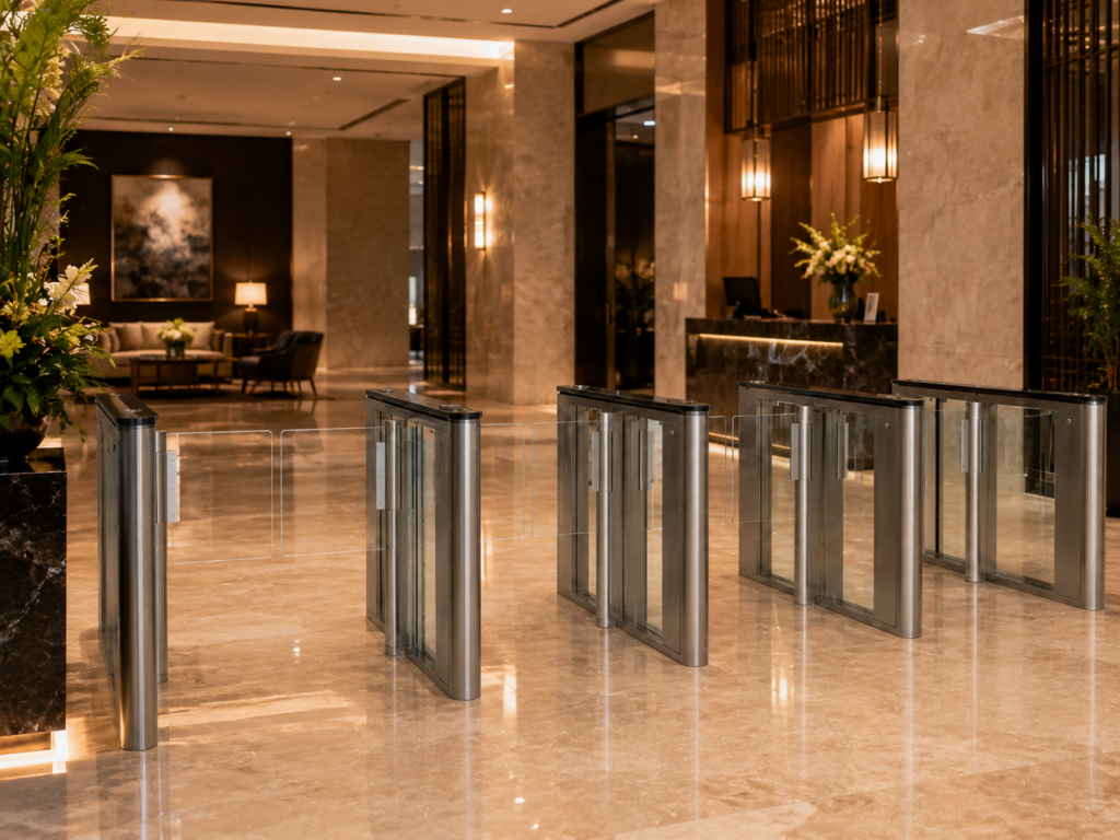 ประตูกั้นคนอัตโนมัติ ประตูกั้นทางเข้าออก Ai Gate SG7100 Speed Turnstile โรงแรม