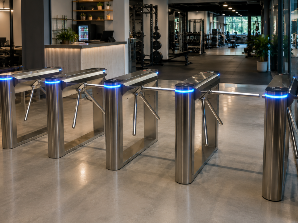ประตูกั้นคนอัตโนมัติ ประตูกั้นทางเข้าออก Ai Gate Turnstile Tripod TP112 สถานที่ออกกำลังกาย ฟิตเนส ยิม