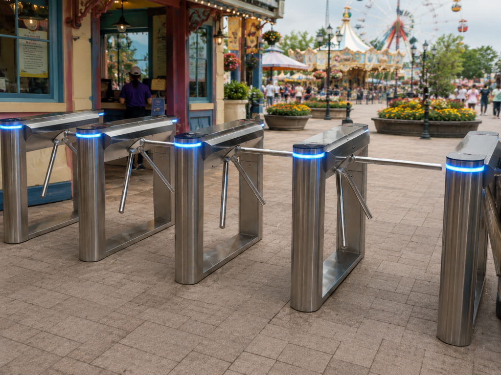 ประตูกั้นคนอัตโนมัติ ประตูกั้นทางเข้าออก Ai Gate Turnstile Tripod TP112 สวนสนุก