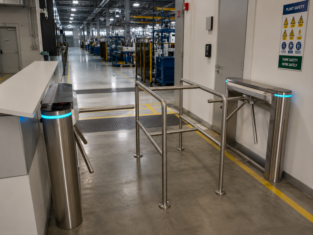 ประตูกั้นคนอัตโนมัติ ประตูกั้นทางเข้าออก Ai Gate Turnstile Tripod TP112 โรงงาน