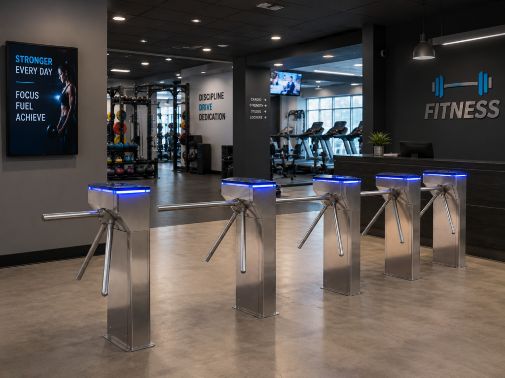 ประตูกั้นคนอัตโนมัติ ประตูกั้นทางเข้าออก Ai Gate Turnstile Tripod TPN50 สถานที่ออกกำลังกาย ฟิตเนสยิม
