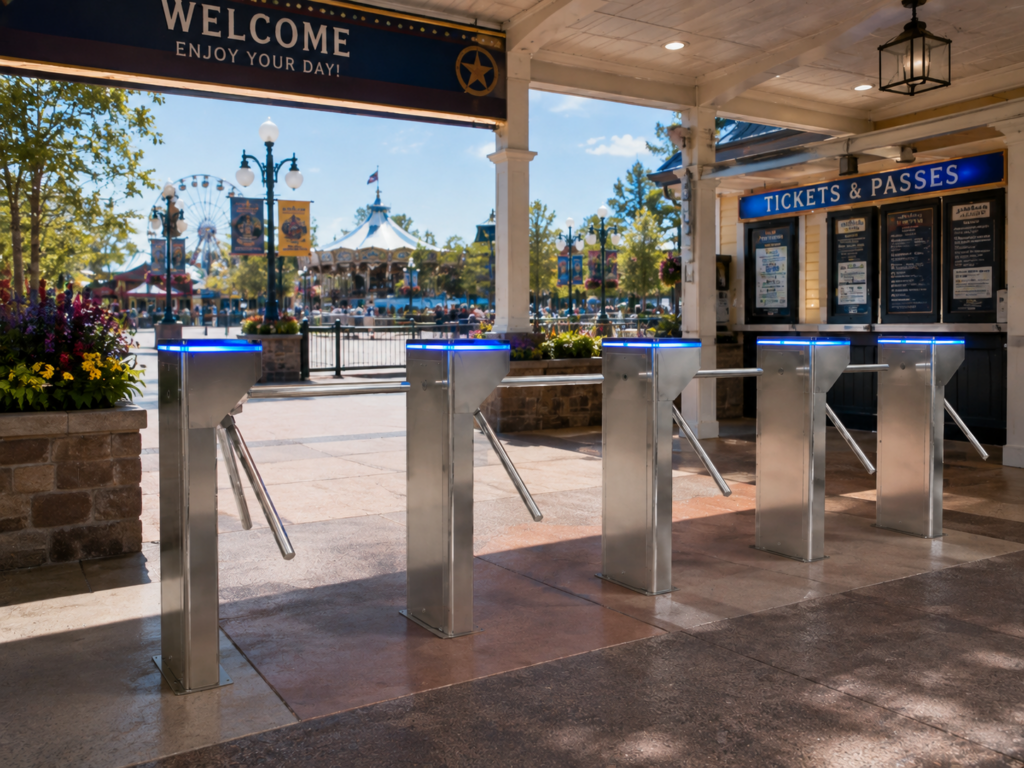 ประตูกั้นคนอัตโนมัติ ประตูกั้นทางเข้าออก Ai Gate Turnstile Tripod TPN50 สวนสนุก
