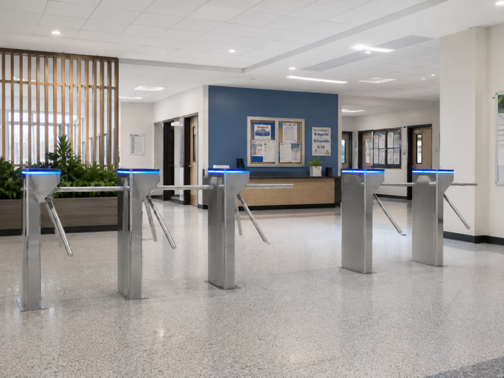 ประตูกั้นคนอัตโนมัติ ประตูกั้นทางเข้าออก Ai Gate Turnstile Tripod TPN50 โรงเรียน