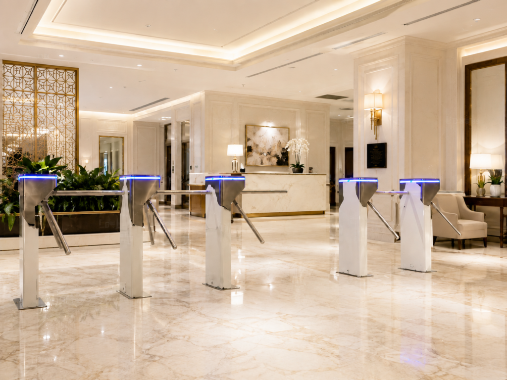 ประตูกั้นคนอัตโนมัติ ประตูกั้นทางเข้าออก Ai Gate Turnstile Tripod TPN50 โรงแรม