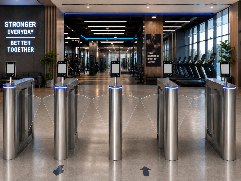 ประตูกั้นคนอัตโนมัติ ประตูปีกผีเสื้อ Ai Gate Flap Barrier FB312 สถานที่ออกกำลังกาย ฟิตเนส ยิม