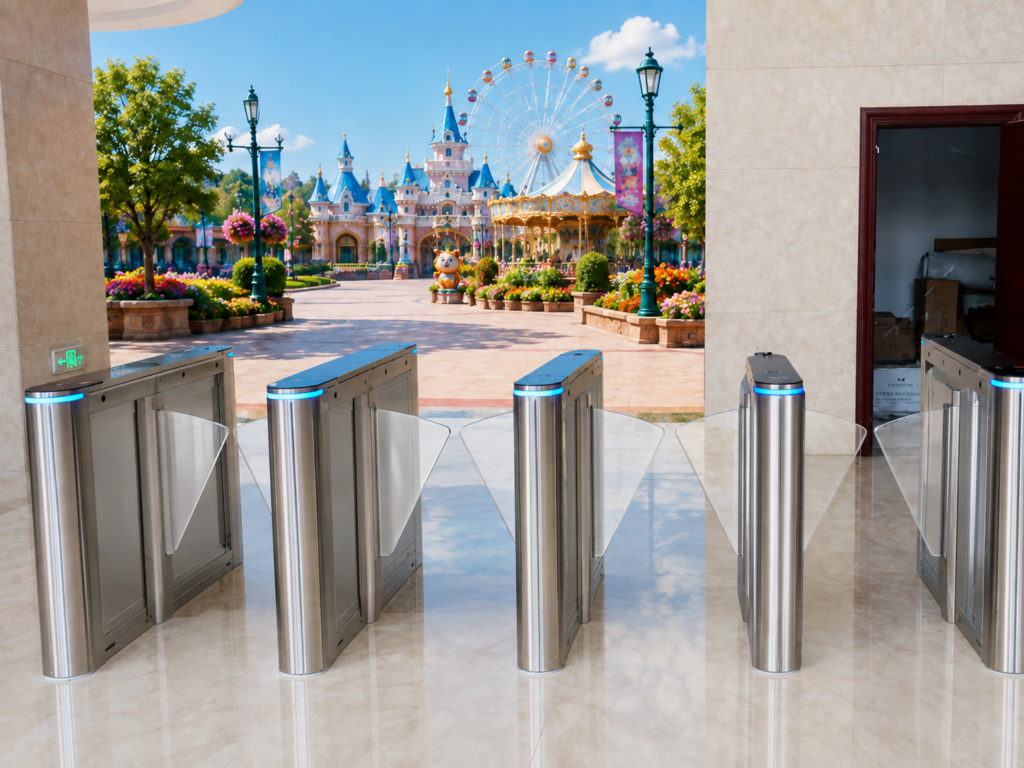 ประตูกั้นคนอัตโนมัติ ประตูปีกผีเสื้อ Ai Gate Flap Barrier FB312 สวนสนุก