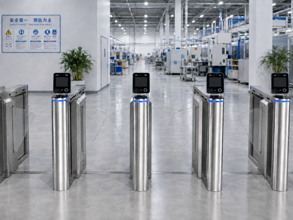 ประตูกั้นคนอัตโนมัติ ประตูปีกผีเสื้อ Ai Gate Flap Barrier FB312 โรงงานอุตสาหกรรม