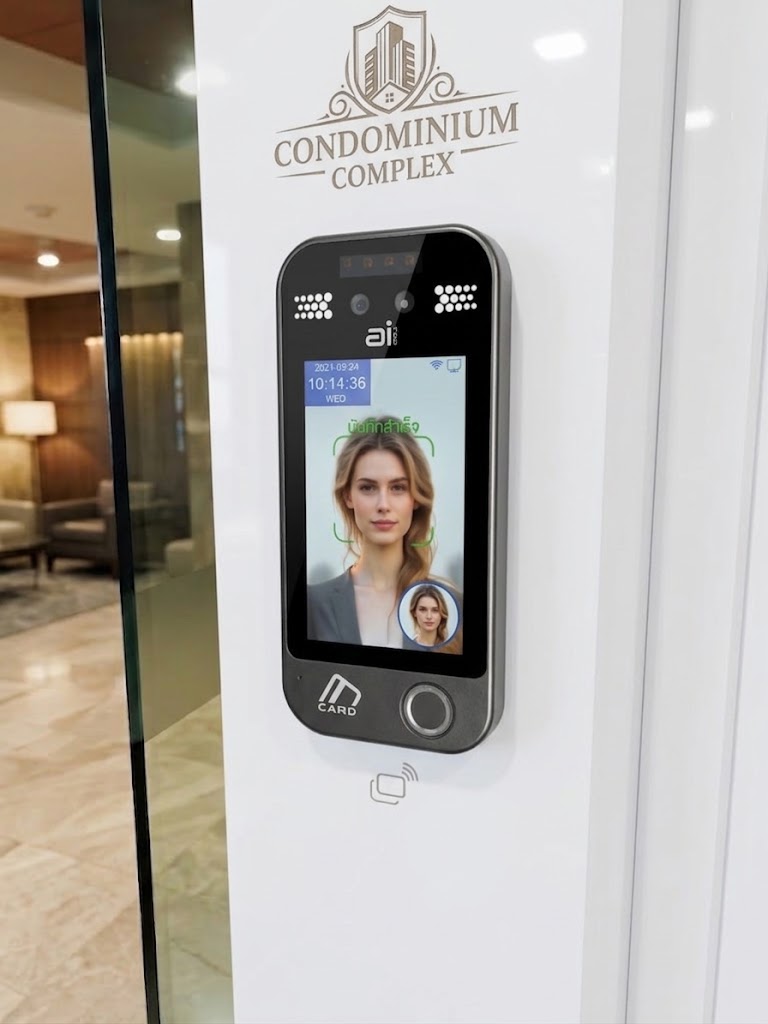 Ai Face X005 Time Attendance and Access Control เครื่องสแกนใบหน้าเข้างาน คอนโด หมู่บ้านจัดสรร