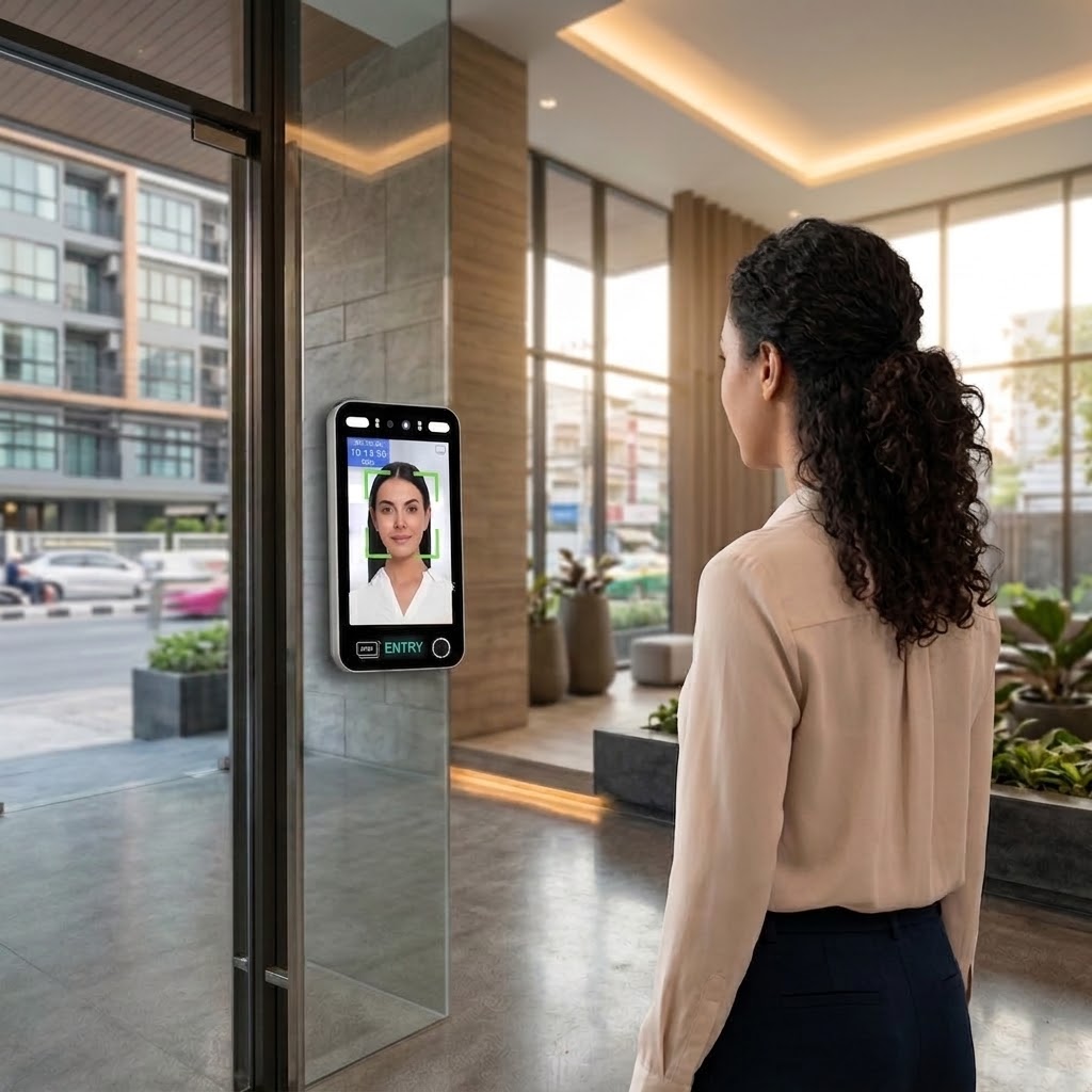 เครื่องสแกนใบหน้าเข้างาน Time Attendance and Access Control Ai Face X010 คอนโด หมู่บ้านจัดสรร
