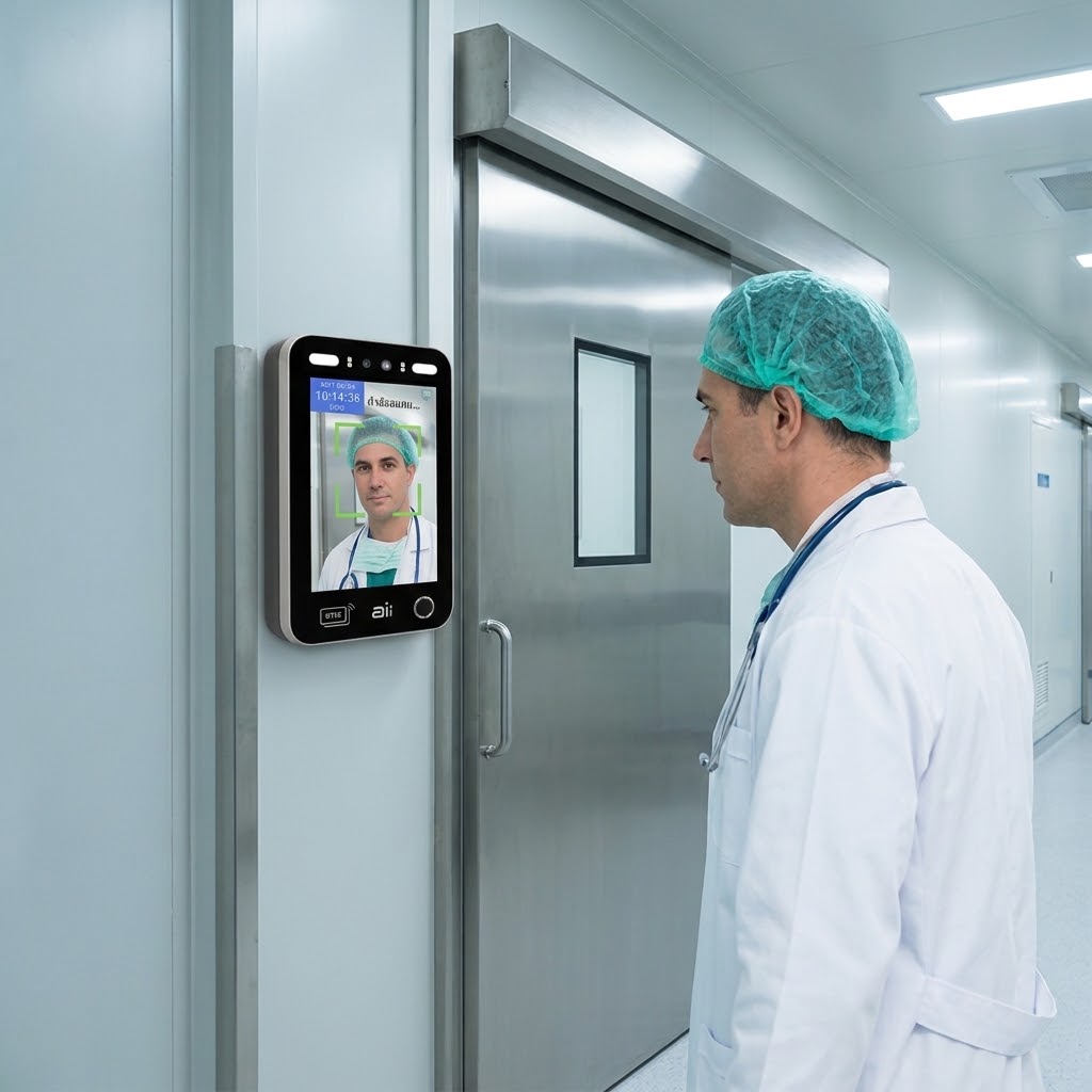 เครื่องสแกนใบหน้าเข้างาน Time Attendance and Access Control Ai Face X010 โรงพยาบาล