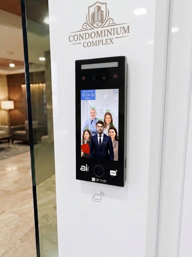 เครื่องสแกนใบหน้าเข้างาน และ QR Code Time Attendance and Access Control Ai Face QR-005 คอนโด