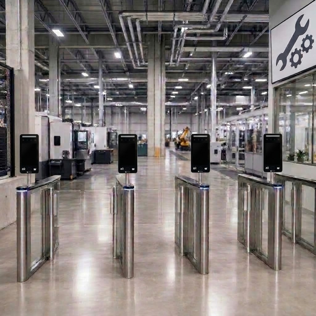 เครื่องสแกนใบหน้าเข้างาน และ QR Code Time Attendance and Access Control Ai Face QR-005 โรงงานอุตสาหกรรม